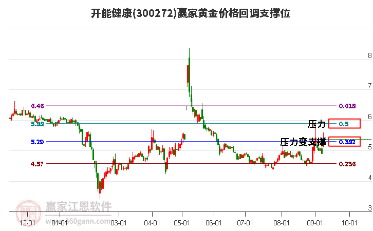 300272开能健康黄金价格回调支撑位工具