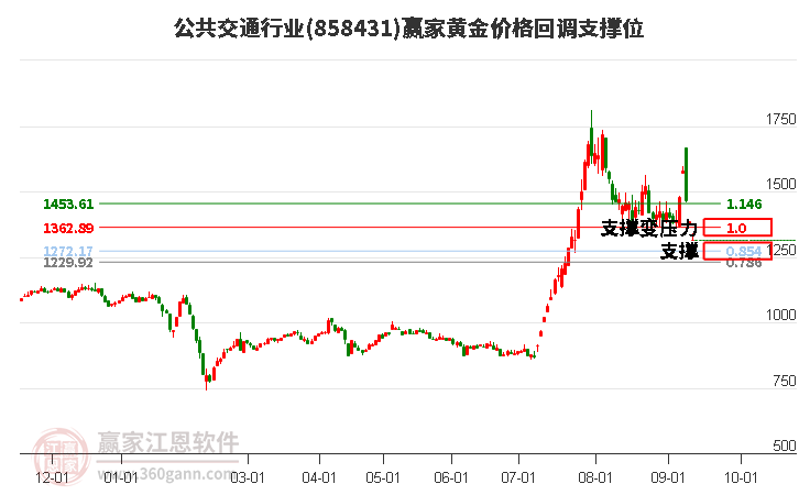 公共交通行业黄金价格回调支撑位工具