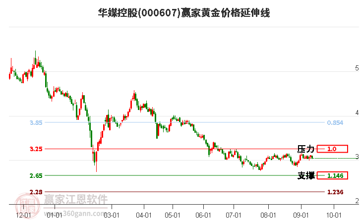 000607华媒控股黄金价格延伸线工具