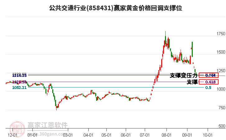 公共交通行业黄金价格回调支撑位工具