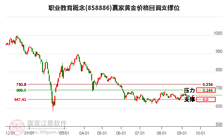 职业教育概念黄金价格回调支撑位工具