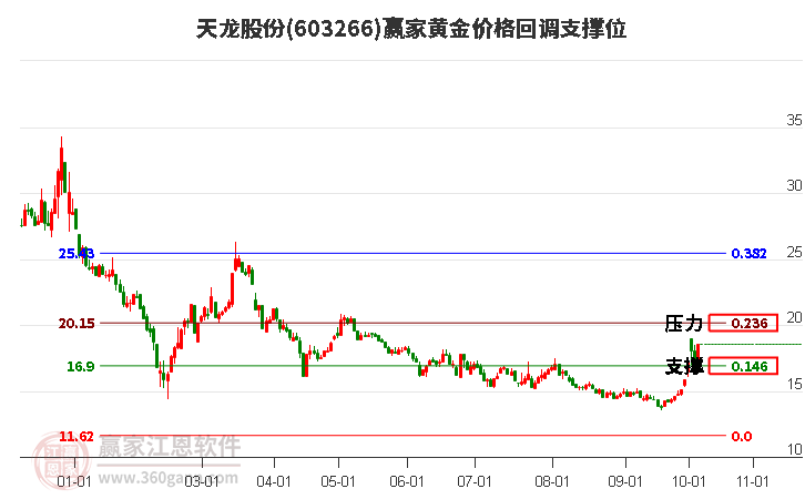 603266天龙股份黄金价格回调支撑位工具