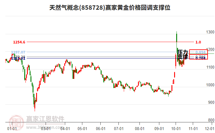 天然气概念黄金价格回调支撑位工具