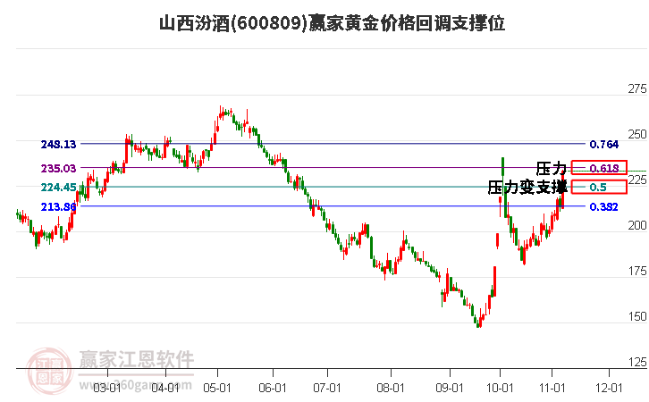 600809山西汾酒黄金价格回调支撑位工具