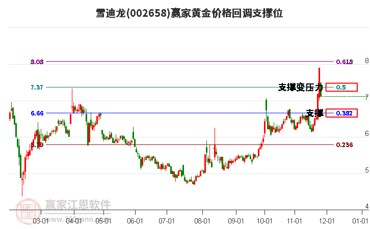 002658雪迪龍黃金價格回調支撐位工具