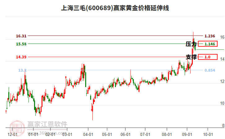 600689上海三毛黃金價格延伸線工具