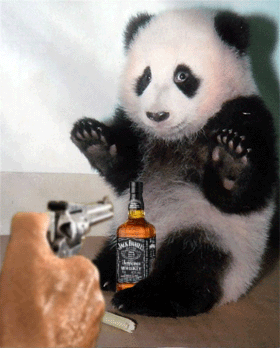 被吓到举起爪子的熊猫