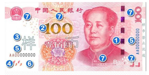 新100元人民币的特征辨真伪