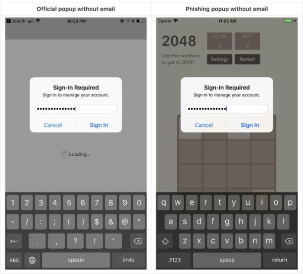 這里有兩個 iOS 彈窗，你能看出哪個是用來釣魚的么？