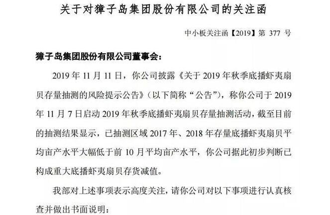 獐子島扇貝又死了，深交所關(guān)注函