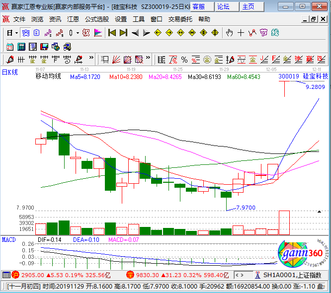 300019硅宝科技涨停k线图