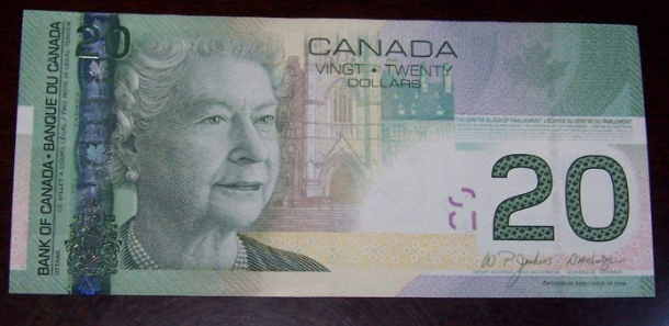 加拿大元20面值纸币