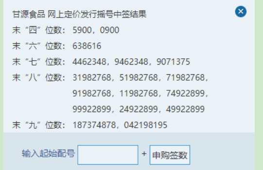 甘源食品中簽號