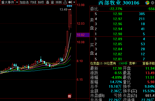 西部牧业上半年净利润206万元