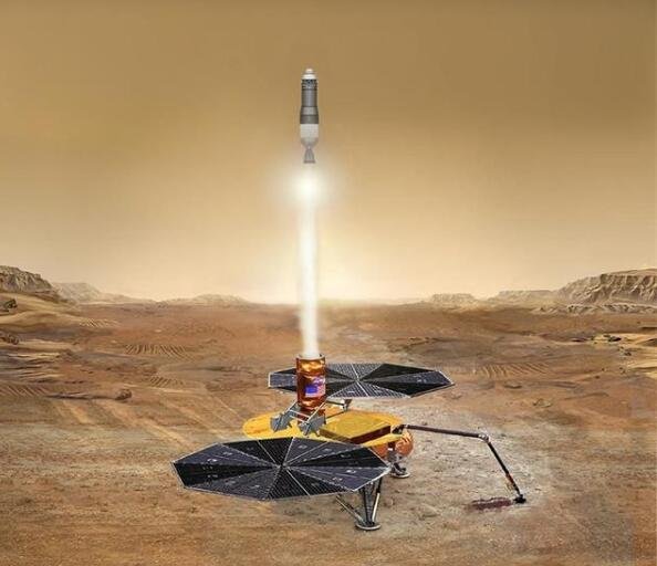 NASA计划的火星运载火箭在火星表面发射样本的假想图.jpg