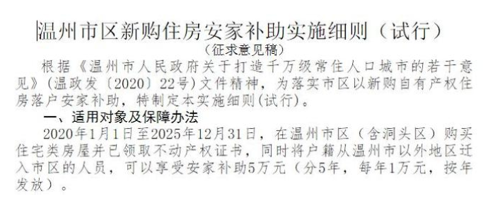 外地户籍迁入温州购房可领5万补助，需要满足什么条件？购房补助的目的是什么？