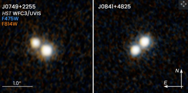 哈勃望远镜铺捉到的两对类星体.png