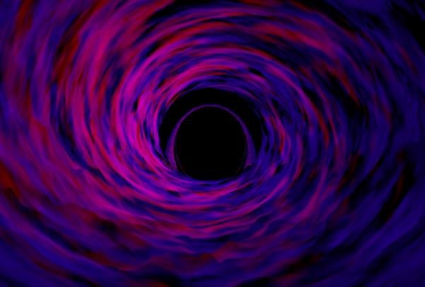 模拟的静止照片显示了一个超大质量黑洞的内部吸积盘，发出 X 射线.jpg