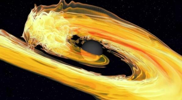 一位艺术家描绘的黑洞和中子星合并显示潮汐破坏。.jpg