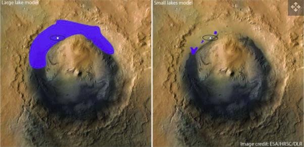 一项新研究表明，火星的盖尔陨石坑拥有少数几个小湖泊，而不是远古时代的一个大湖泊.jpg