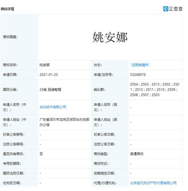 华为申请姚安娜商标获批是什么情况,企业为什么重视知识产权,注册商标