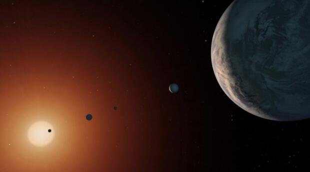 从靠近行星 TRAPPIST-1f 的有利位置看 TRAPPIST-1 系统可能是什么样子的插图.jpg