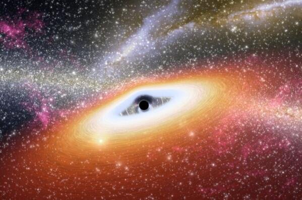 一个年轻黑洞的插图，例如斯皮策太空望远镜最近发现的两个遥远的无尘类星体.jpg