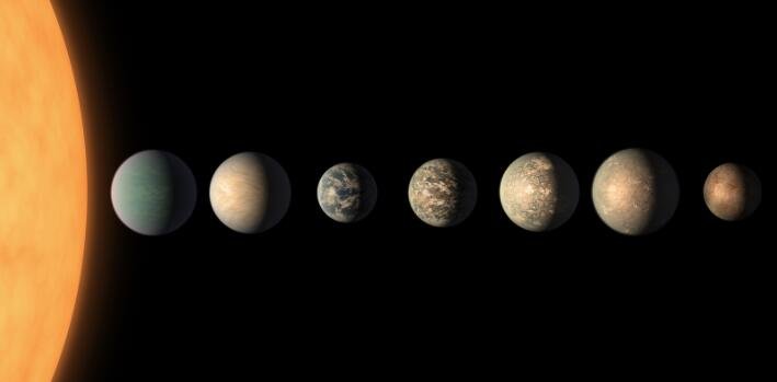 这位艺术家的概念展示了截至2018年2月，根据关于行星直径、质量和与宿主恒星距离的现有数据，trapist-1行星系统可能是什么样子.jpg