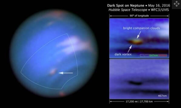 2016 年，哈勃太空望远镜在海王星的大气层中发现了一场风暴。.jpg