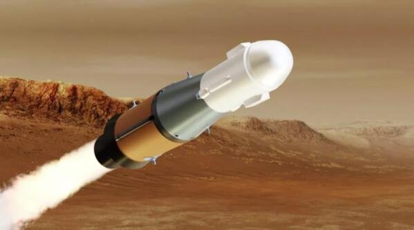 两级火星上升器 (MAV) 前往火星轨道的艺术家插图，其样本由美国宇航局的毅力号火星车收集.jpg