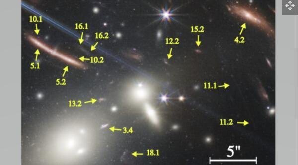 Webb 的 SMACS J0723 图像中的一些透镜背景星系的 示例.jpg